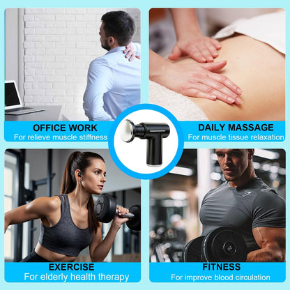 Black Lightweight Mini Hot Cold Massage Gun with 6 Heads - 6 Intensity Dual Thermal Therapy Muscle Reliever for Portable Body Recovery - Image 4