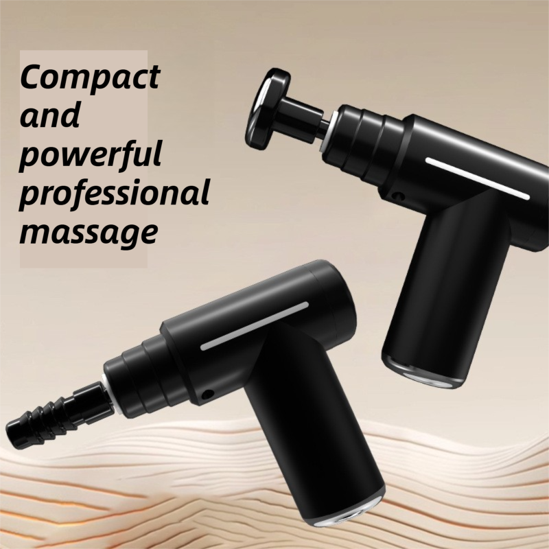 Grey Lightweight Mini Hot Cold Massage Gun with 6 Heads - 6 Intensity Dual Thermal Therapy Muscle Reliever for Portable Body Recovery - Image 6