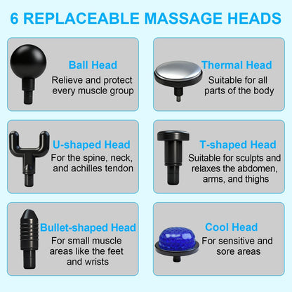 Red Lightweight Mini Hot Cold Massage Gun with 6 Heads - 6 Intensity Dual Thermal Therapy Muscle Reliever for Portable Body Recovery - Image 3