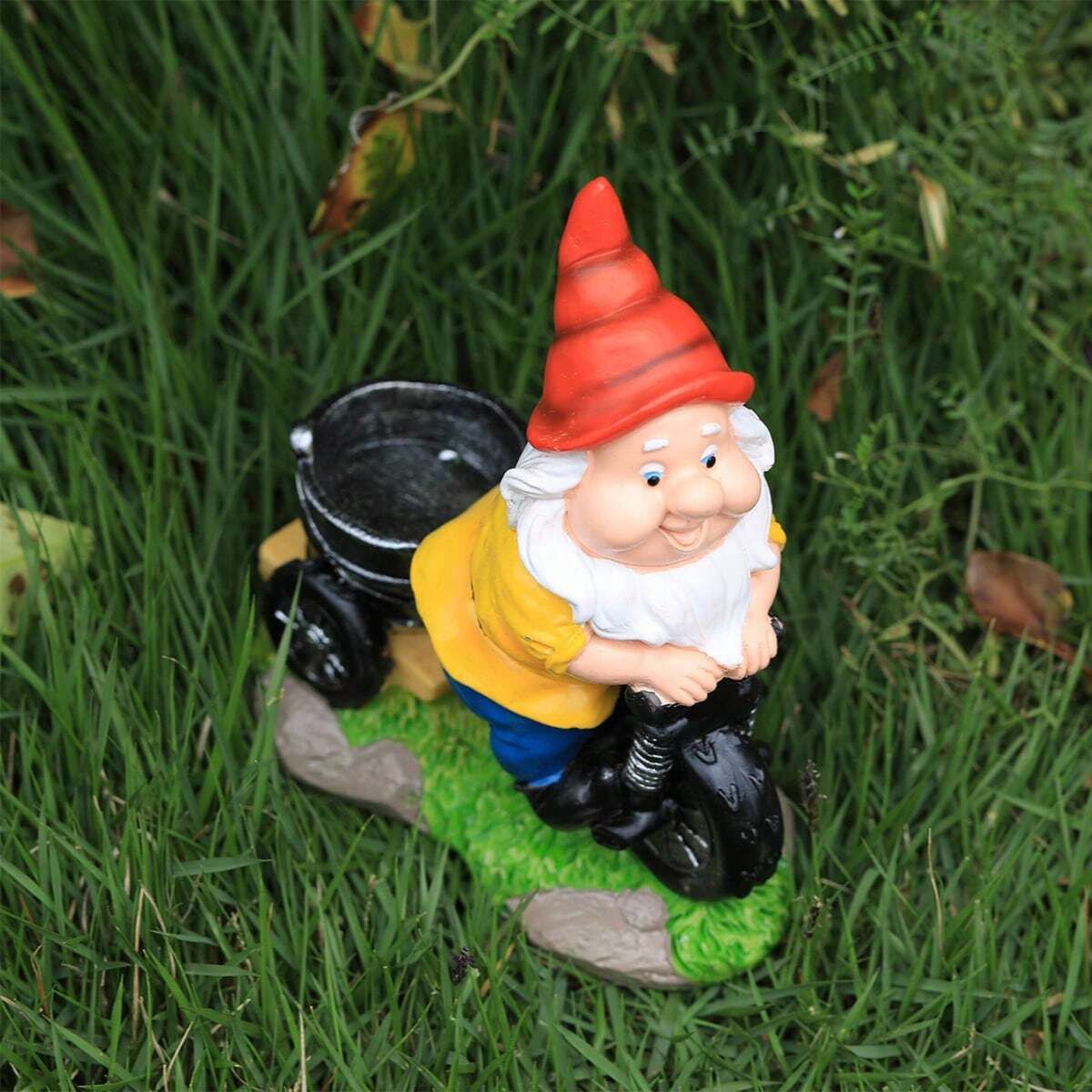 Whimsical Biking Gnome Garden Statue - Hand-Painted Resin Cycling Dwarf Sculpture for Patio, Lawn, and Outdoor Yard Decor - Image 3