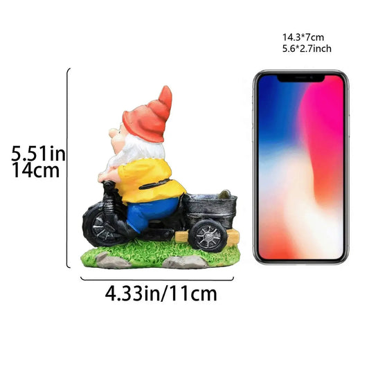Whimsical Biking Gnome Garden Statue - Hand-Painted Resin Cycling Dwarf Sculpture for Patio, Lawn, and Outdoor Yard Decor - Image 4
