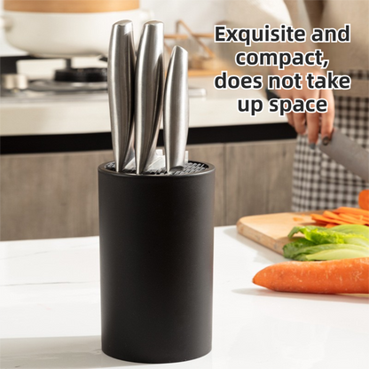Matte Black Modern Multi-Slot Knife Block with Secure Wave Insert & Drainage - Space-Saving and Smooth Withdrawal, Preventing Fallout Design - Image 4