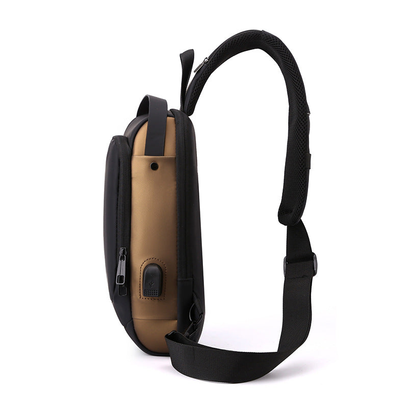 Blue Gold High Capacity Anti-Theft Tactical Chest Bag - Waterproof Leather-Film Sling with USB Charging & TSA Password Lock - Image 3