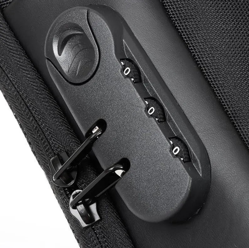 Blue Lightweight Anti-Theft Tactical Chest Bag - Waterproof Security Sling Bag with 3-Digit Password Lock & Smart USB Charging Port - Image 5