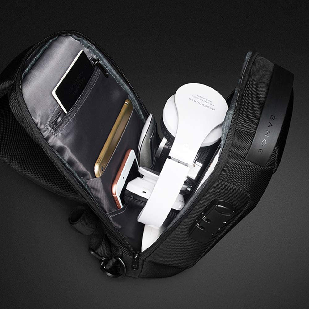 Green Lightweight Anti-Theft Tactical Chest Bag - Waterproof Security Sling Bag with 3-Digit Password Lock & Smart USB Charging Port - Image 3