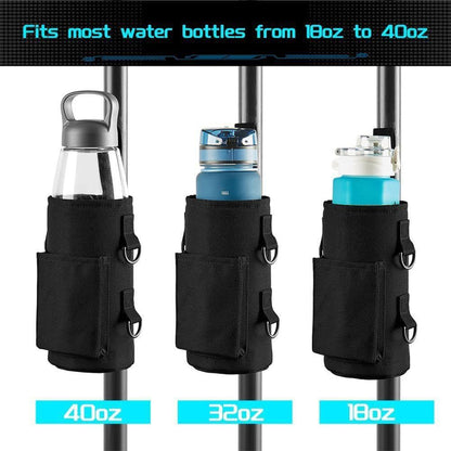 Black Magnetic Gym Water Bottle Pouch & Towel Clip with 6 High-Strength Magnets and Adjustable Strap - Fits 18oz to 40oz - Image 4