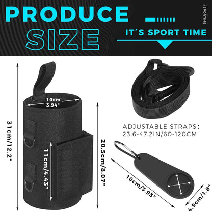 Black Magnetic Gym Water Bottle Pouch & Towel Clip with 6 High-Strength Magnets and Adjustable Strap - Fits 18oz to 40oz - Image 5