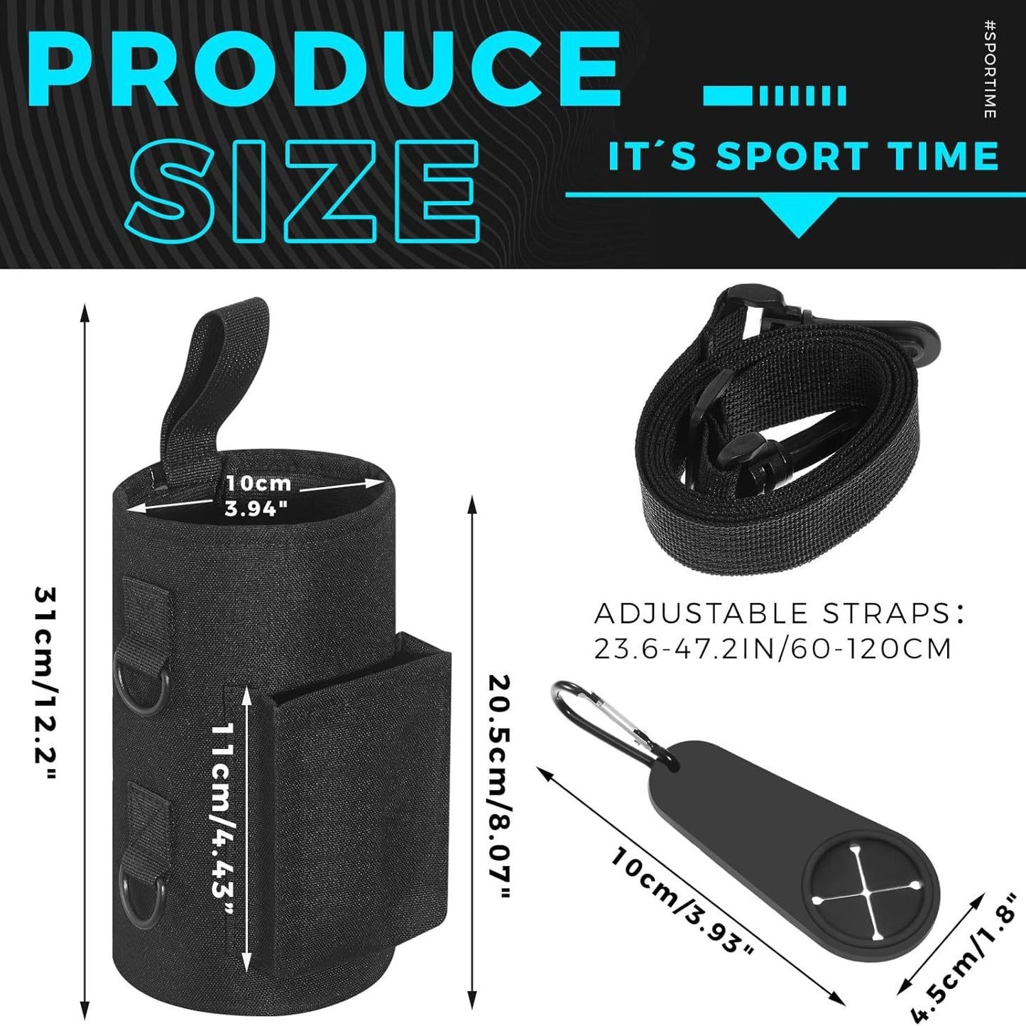 Green Magnetic Gym Water Bottle Pouch & Towel Clip with 6 High-Strength Magnets and Adjustable Strap - Fits 18oz to 40oz - Image 5