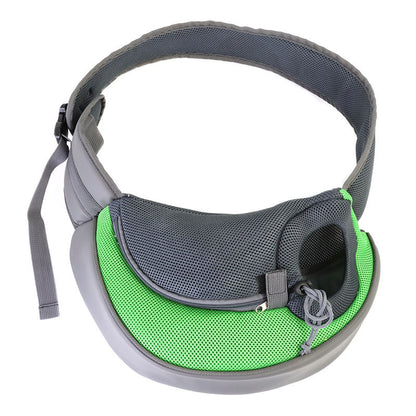 Green Hands-Free Pet Chest Carrier - Breathable Mesh Crossbody Bag for Dogs & Cats within 2.5KG