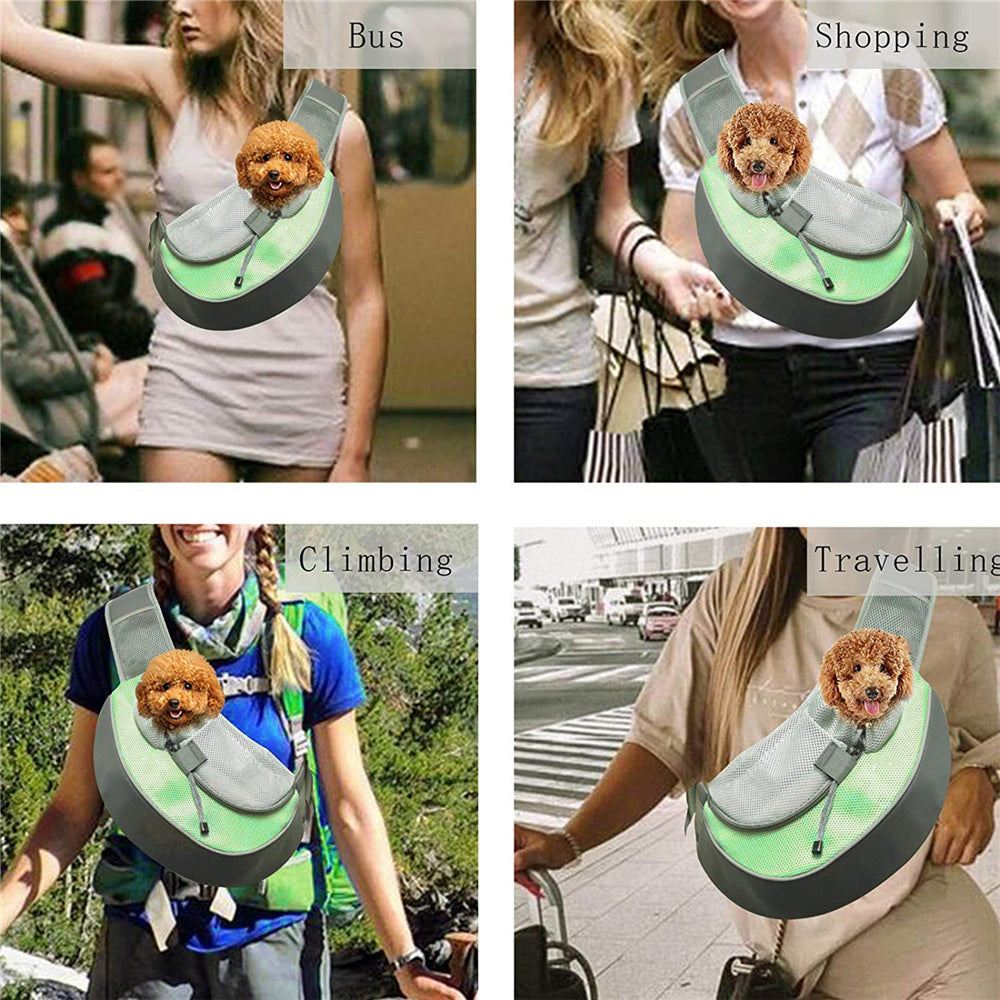 Green Hands-Free Pet Chest Carrier - Breathable Mesh Crossbody Bag for Dogs & Cats within 5KG - Image 4