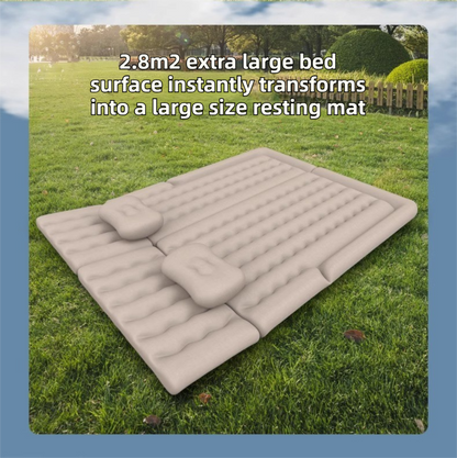 Grey Multi-Chamber Car Inflatable Air Mattress with Electric Pump, Storage Bag & Pillows for Universal Trunk Sleeping and Camping (174 x 126 CM) - Image 3