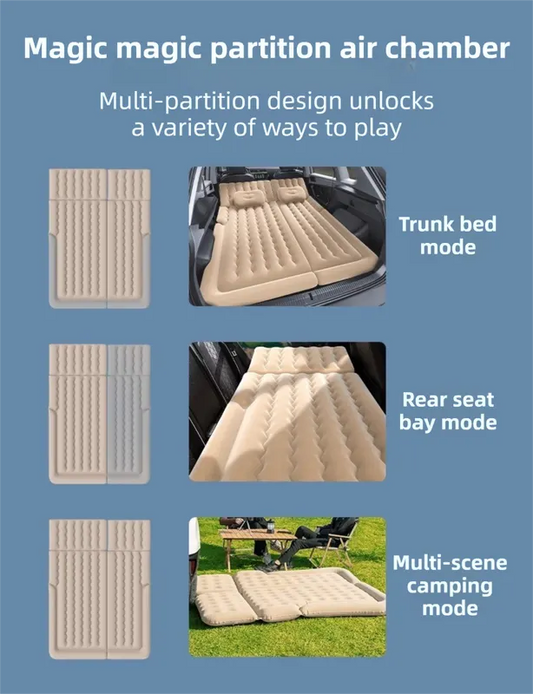 Grey Multi-Chamber Car Inflatable Air Mattress with Electric Pump, Storage Bag & Pillows for Universal Trunk Sleeping and Camping (174 x 126 CM) - Image 4
