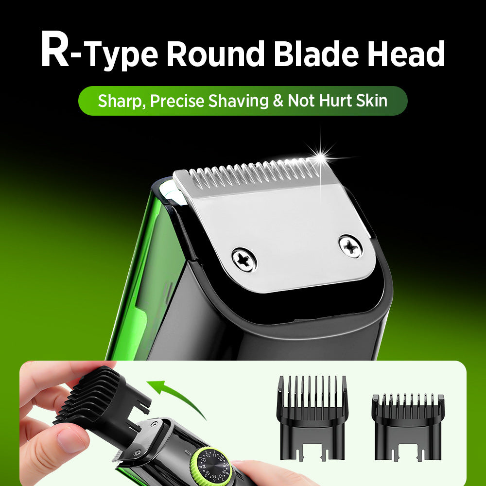 Green Beard & Hair Trimmer with Strong Vacuum Suction and Digital Display - Waterproof Rechargable Electric Clipper - Image 3