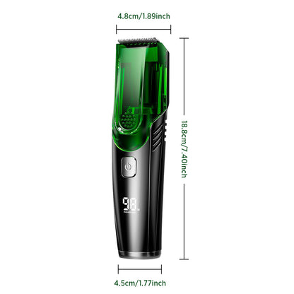 Green Beard & Hair Trimmer with Strong Vacuum Suction and Digital Display - Waterproof Rechargable Electric Clipper - Image 6