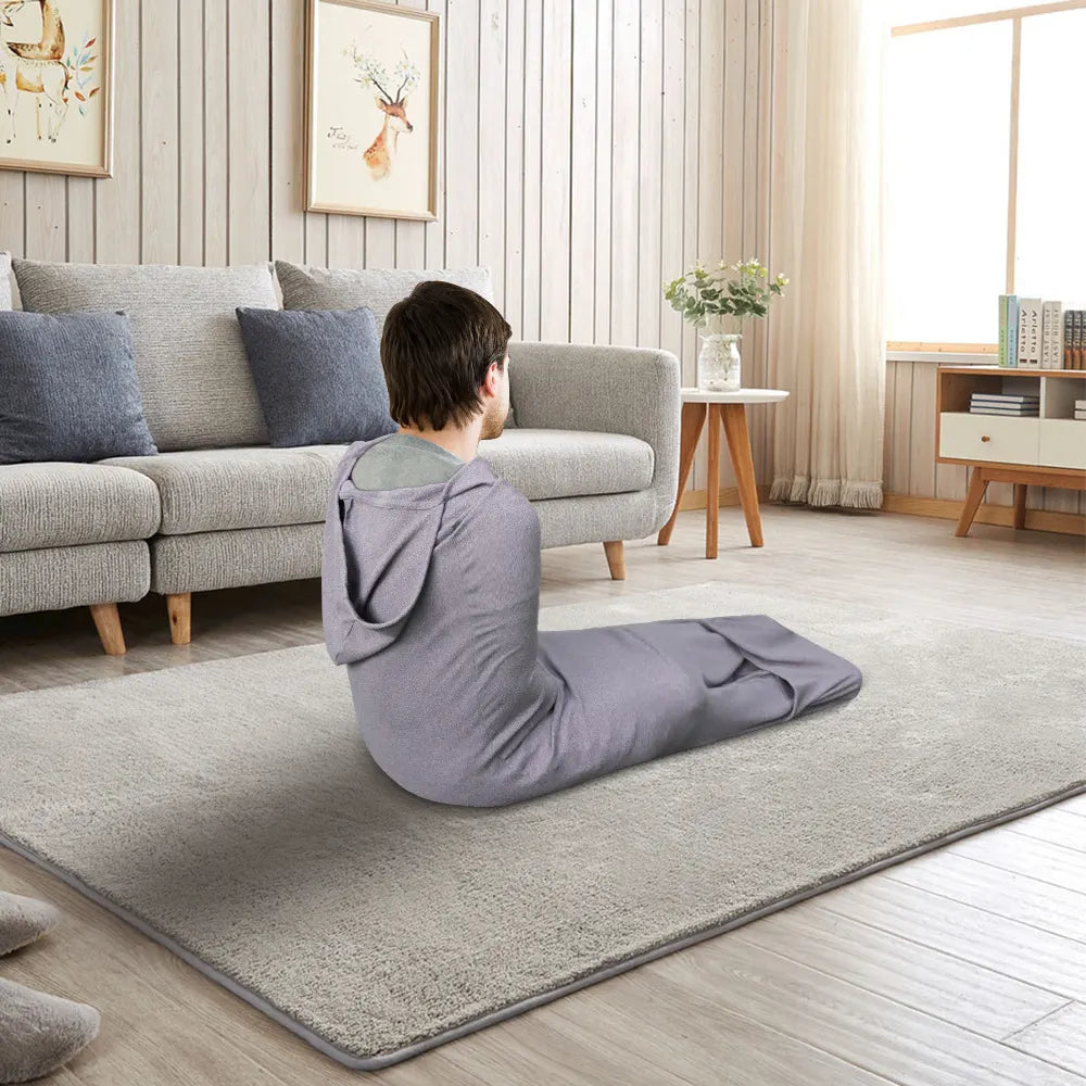 Soft Fleece Wearable Shark Sleeping Bag - Thickened Anti-Kick Warm Onesie and Mobile Sleep Cabin for Kids (S 140x35CM)