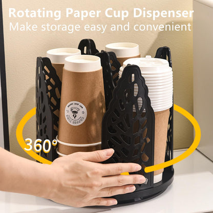 White 360°Rotating Multi-Scenario Countertop Storage Rack - Large Capacity 4 Compartment Holder for Coffee & Tea Cups - Image 2