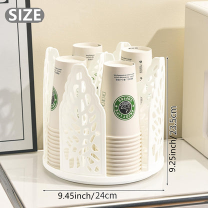 White 360°Rotating Multi-Scenario Countertop Storage Rack - Large Capacity 4 Compartment Holder for Coffee & Tea Cups - Image 3