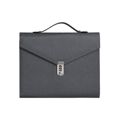 Black Anti-Theft Document Organizer with Secure Password Lock - Waterproof PU Leather Confidential File Bag