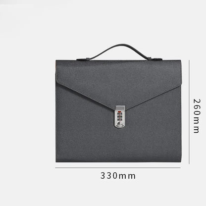 Black Anti-Theft Document Organizer with Secure Password Lock - Waterproof PU Leather Confidential File Bag - Image 4