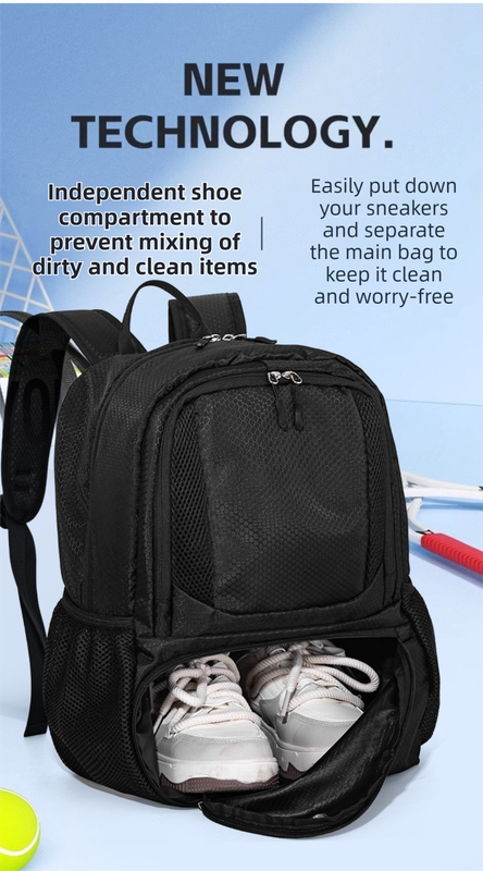 24L High-Capacity Grey Basketball Backpack with Shoe Compartment & Dedicated Ball Zone - Waterproof & Durable Oxford Training Bag - Image 3