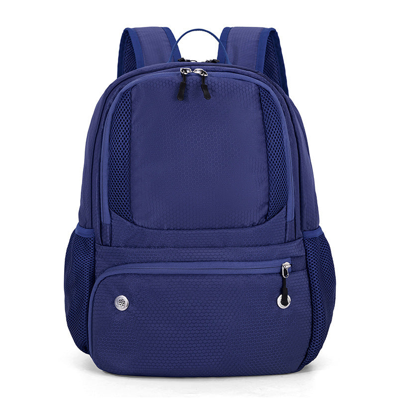 24L High-Capacity Dark Blue Basketball Backpack with Shoe Compartment & Dedicated Ball Zone - Waterproof & Durable Oxford Training Bag