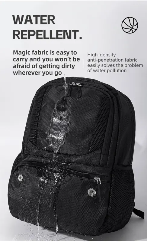 24L High-Capacity Dark Blue Basketball Backpack with Shoe Compartment & Dedicated Ball Zone - Waterproof & Durable Oxford Training Bag - Image 5