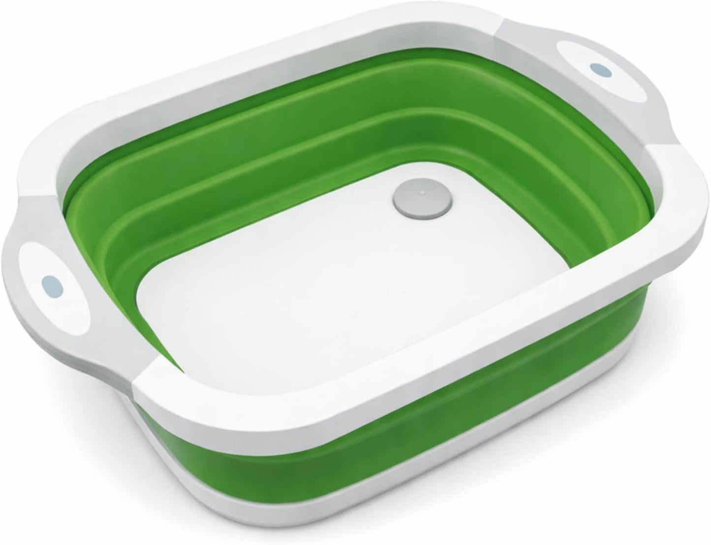 3-in-1 Green Collapsible Cutting Board & Drain Basin & Storage Tub - Portable Multifunctional Food Grade Storage Basket(37x27x12cm) - Image 2