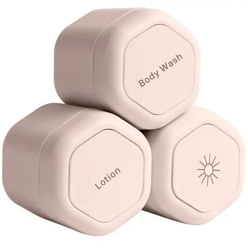 3-Piece Pink Magnetic Travel Capsules - Leak-Proof & TSA-Friendly Cosmetic and Skin Care Containers