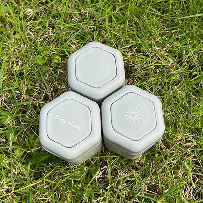 3-Piece Grey Magnetic Travel Capsules - Leak-Proof & TSA-Friendly Cosmetic and Skin Care Containers