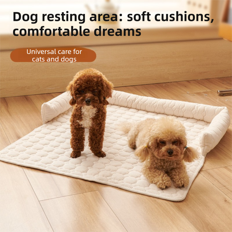 Blue Pet Sofa Protector & Calming Bolster Bed with Cable Knit - 75x75CM Thickened Non Slip Furniture Cover for Cats & Dogs - Image 2