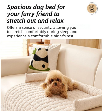 Brown Pet Sofa Protector & Calming Bolster Bed with Long Plush - 75x75CM Thickened Non Slip Furniture Cover for Cats & Dogs - Image 5
