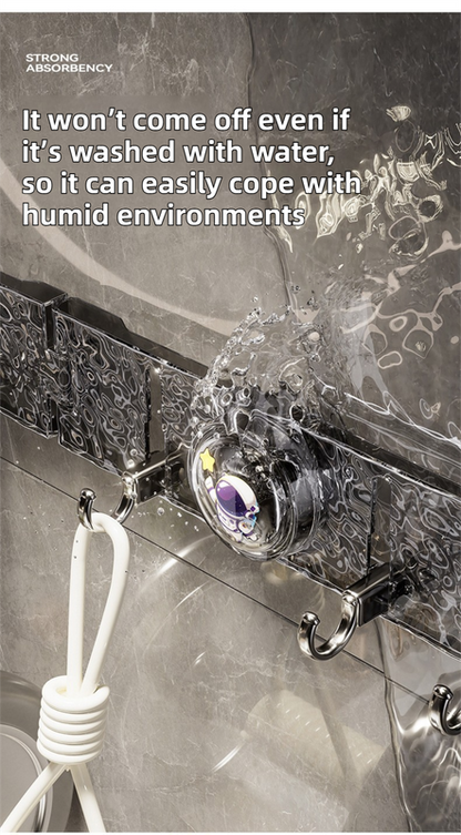 2-Pack 180°Foldable Hidden Hook Rail with Reusable Suction Cup - Waterproof Water Ripple Rack for Bathroom & Kitchen (White-Transparency) - Image 3