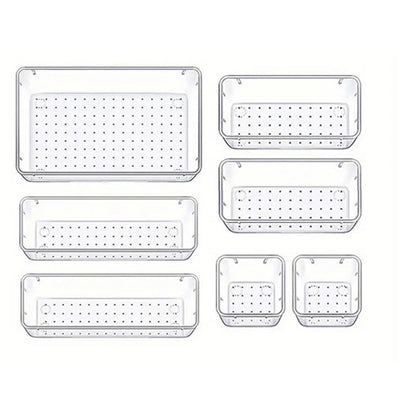 7PCS Transparent Stackable Organizer Set - 4-Size Versatile Desktop & Drawer Divider