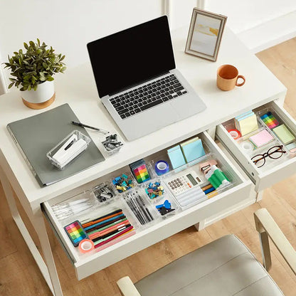 16PCS Pink Transparent Stackable Organizer Set - 4-Size Versatile Desktop & Drawer Divider - Image 3