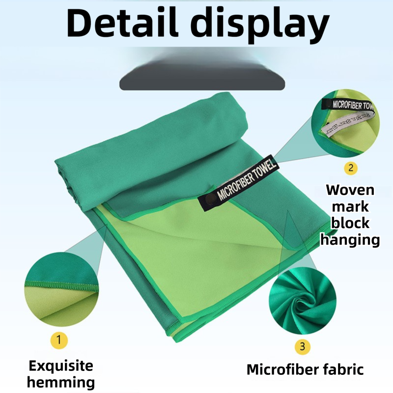 40×80CM and 76×152CM Ultra-Fine Microfiber Double-Sided Fleece Towel Set - Rapid Drying Travel & Fitness Essentials (Blue Grey) - Image 3