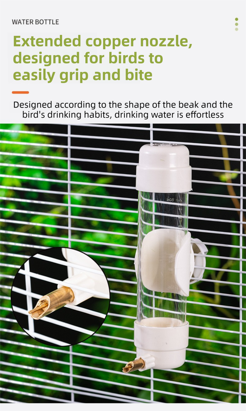 Green Automatic Bird Water Dispenser with Extended Brass Needle Valve and Graduated Marking - 200ML Transparent Flat Cap Feeder - Image 2