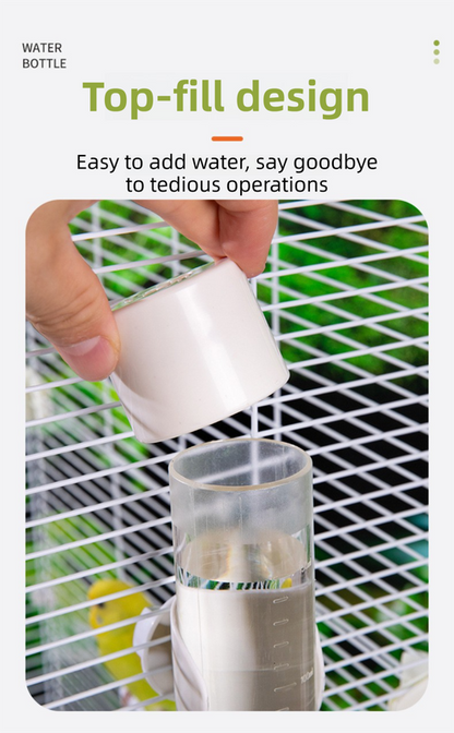 Green Automatic Bird Water Dispenser with Extended Brass Needle Valve and Graduated Marking - 200ML Transparent Flat Cap Feeder - Image 3