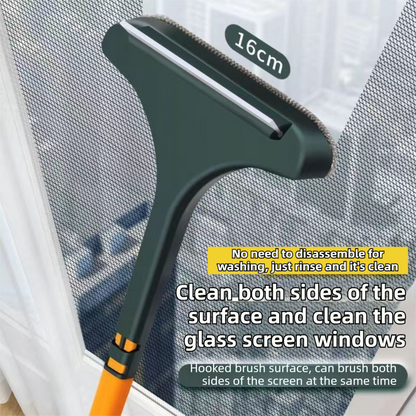 2-Pack 2-in-1 Professional Window Screen Brush & Glass Cleaner - Detachable Long-Handle Squeegee & Scrubber (White Green) - Image 2