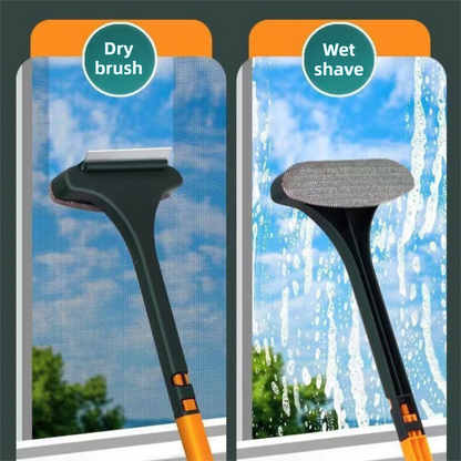 2-Pack 2-in-1 Professional Window Screen Brush & Glass Cleaner - Detachable Long-Handle Squeegee & Scrubber (White Green) - Image 3