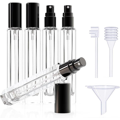 15-Piece/3-Set Black Premium Glass Travel Perfume Atomizer Set - 10ml Portable Refillable Sprayers with Transfer Tools