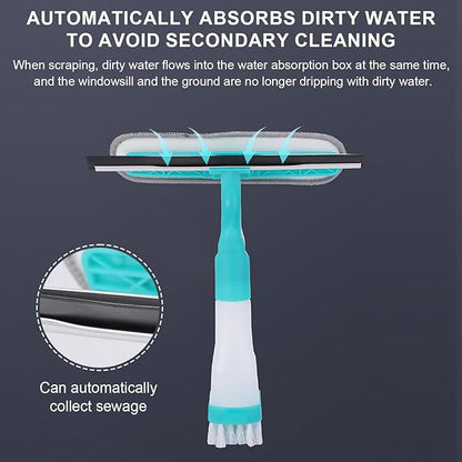 4-in-1 Versatile Window Cleaning Kit - All-in-One Spray, Squeegee, Brush, and Plush Scrubber - Image 4