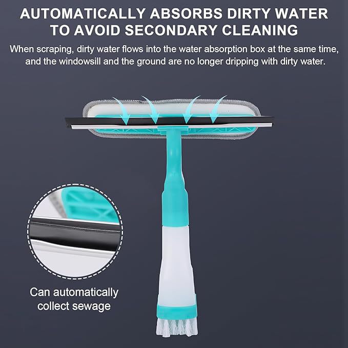4-in-1 Versatile Window Cleaning Kit (2 Pack) - All-in-One Spray, Squeegee, Brush, and Plush Scrubber - Image 4