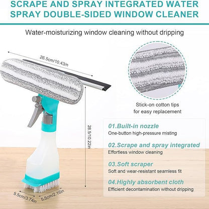 4-in-1 Versatile Window Cleaning Kit (4 Pack) - All-in-One Spray, Squeegee, Brush, and Plush Scrubber - Image 2