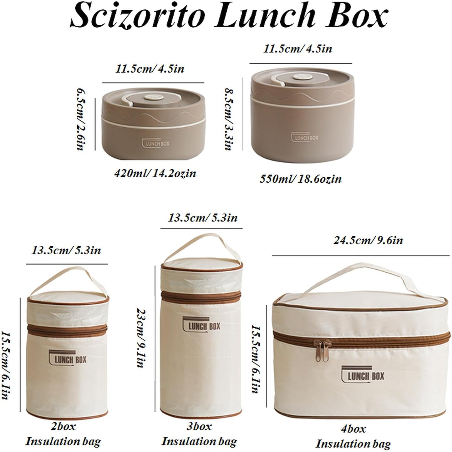 2-Pack Beige 304 Stainless Steel Microwave-Safe Lunch Box Set - Stackable Insulated Bento Containers for Office & School - Image 5