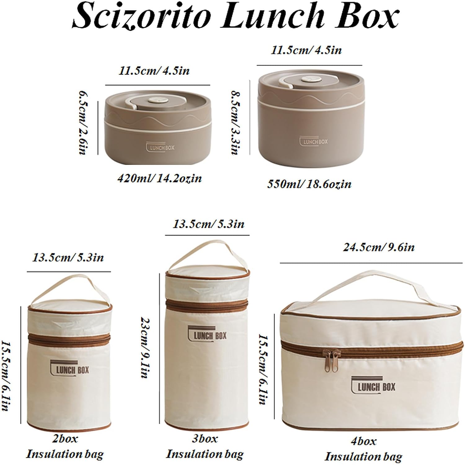2-Pack Brown 304 Stainless Steel Microwave-Safe Lunch Box Set - Stackable Insulated Bento Containers for Office & School - Image 5