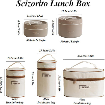 3-Pack Beige 304 Stainless Steel Microwave-Safe Lunch Box Set - Stackable Insulated Bento Containers for Office & School - Image 5