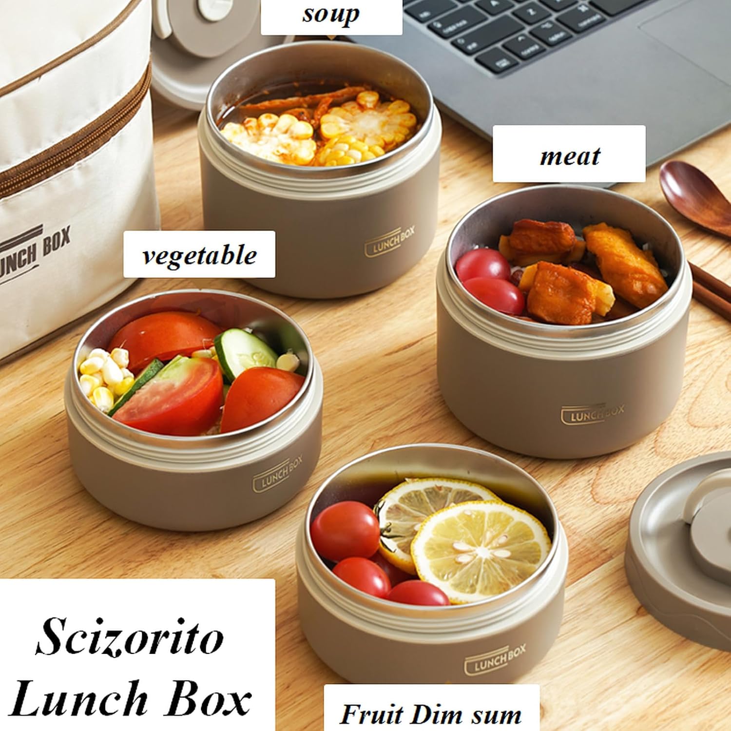 4-Pack Blue 304 Stainless Steel Microwave-Safe Lunch Box Set - Stackable Insulated Bento Containers for Office & School - Image 3