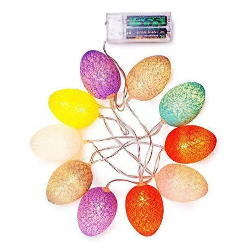 1.5M Easter Cotton Ball Egg String Lights (10 LED)  - Colorful Egg-Shaped Fairy Light Holiday Decor - Image 4