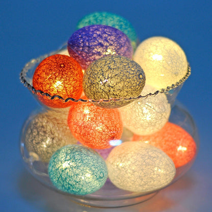 3M Easter Cotton Ball Egg String Lights (20 LED)  - Colorful Egg-Shaped Fairy Light Holiday Decor - Image 2