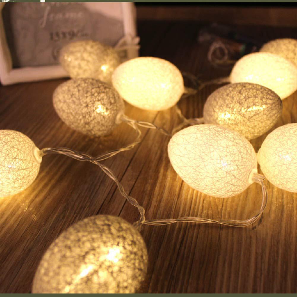 3M Easter Cotton Ball Egg String Lights (20 LED)  - Colorful Egg-Shaped Fairy Light Holiday Decor - Image 3
